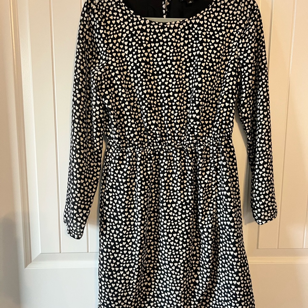J. Crew Black and White Heart Pattern Dress